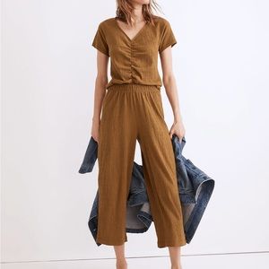 Madewell NWT Knit Light Spun Pull-On Pant AND Ruched Front Crop Top Set sz Small